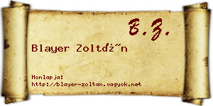 Blayer Zoltán névjegykártya